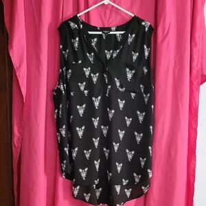 Torrid Black Blouse with Boxer Pup  Pattern